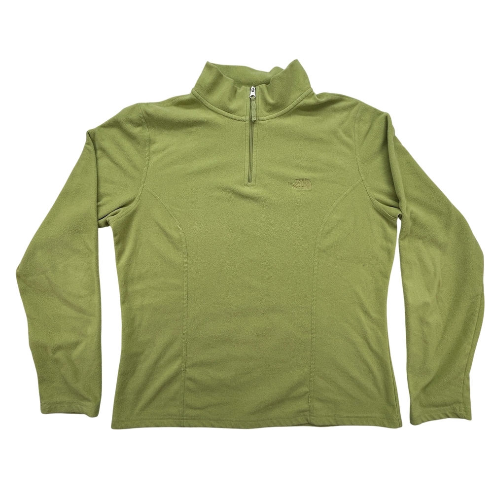 The North Face Pullover Womens Large Green Fleece 1/4 Zip Lightweight Hiking